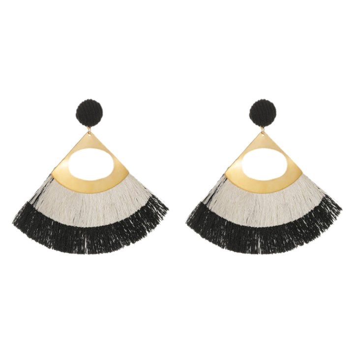 1 Pair Decorative Earrings Jewelry Bohemian Scalloped Tassel Drop Earrings for Daily Life Image 2