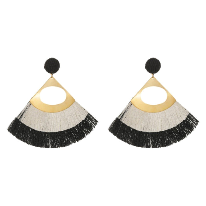 1 Pair Decorative Earrings Jewelry Bohemian Scalloped Tassel Drop Earrings for Daily Life Image 1