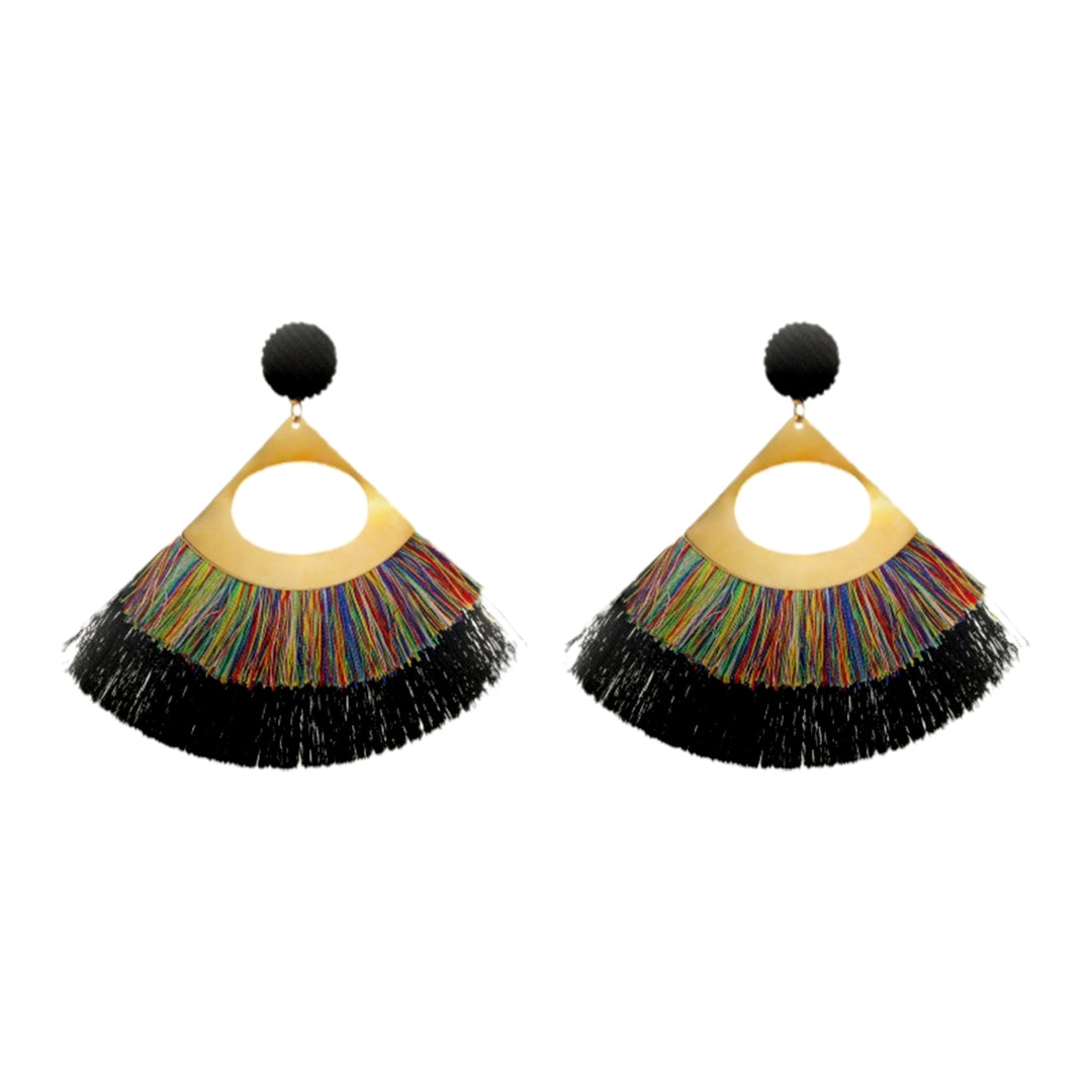 1 Pair Decorative Earrings Jewelry Bohemian Scalloped Tassel Drop Earrings for Daily Life Image 3