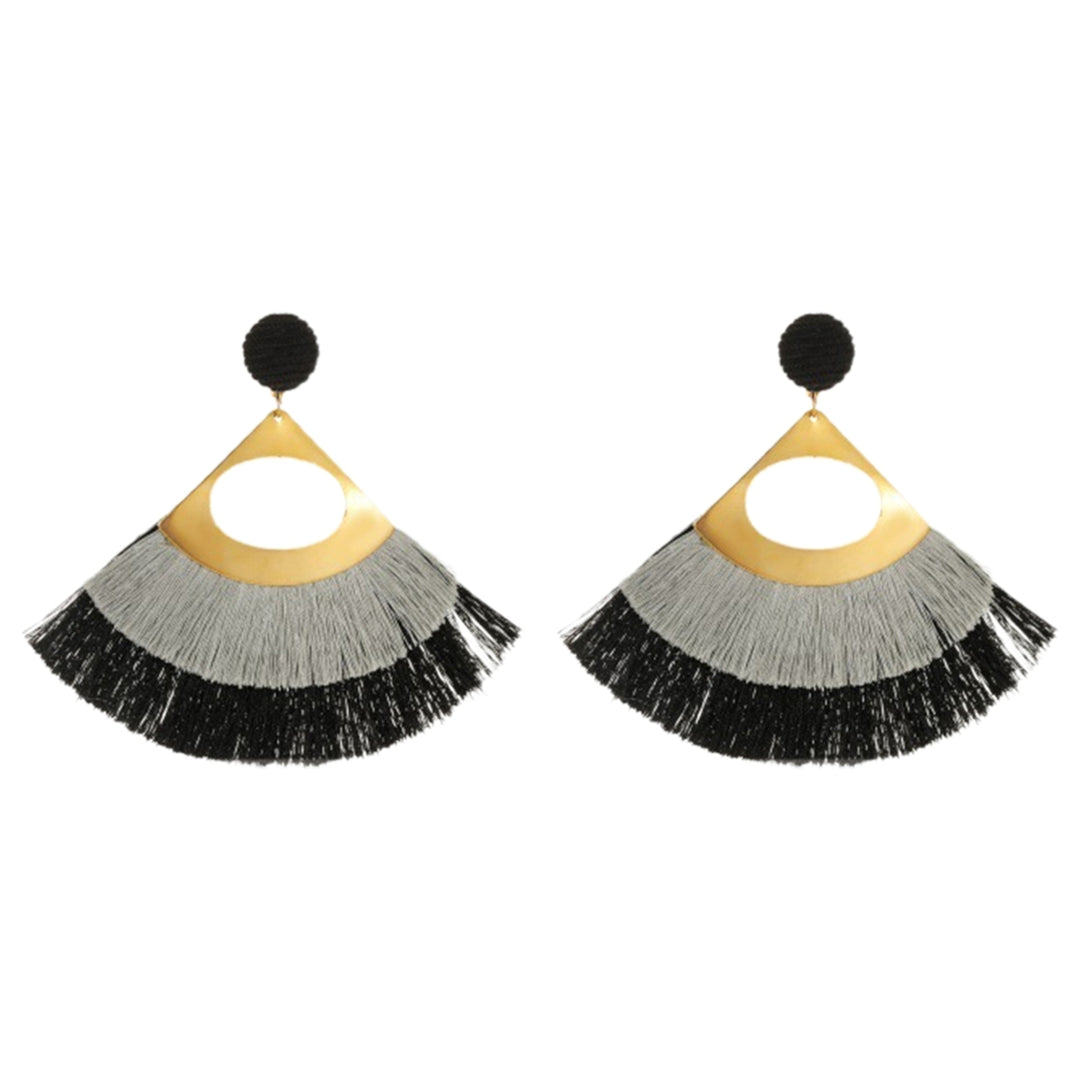 1 Pair Decorative Earrings Jewelry Bohemian Scalloped Tassel Drop Earrings for Daily Life Image 4