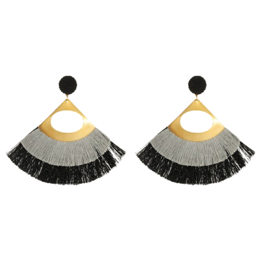1 Pair Decorative Earrings Jewelry Bohemian Scalloped Tassel Drop Earrings for Daily Life Image 1