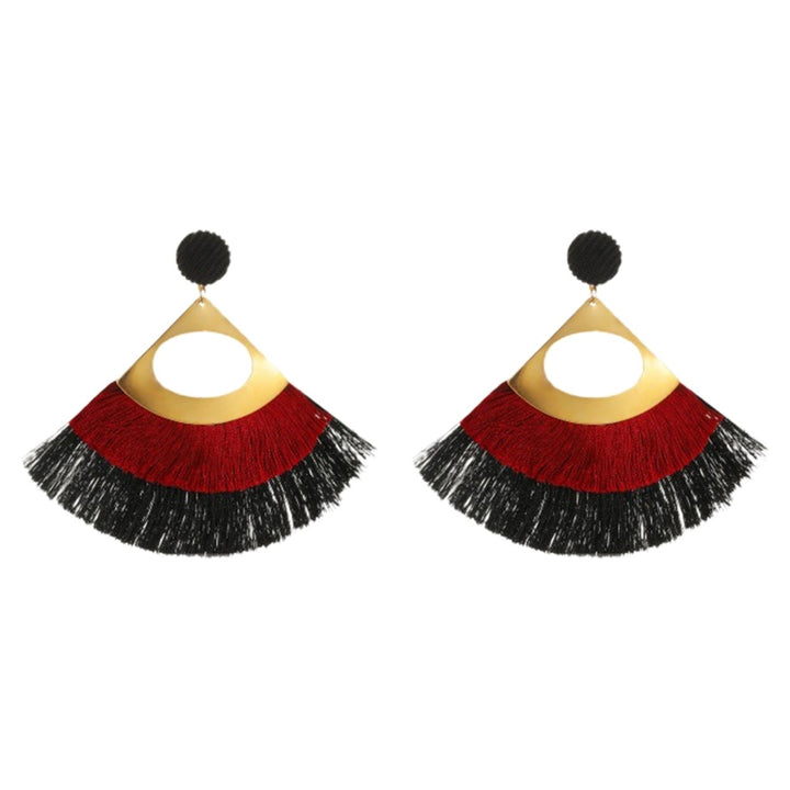 1 Pair Decorative Earrings Jewelry Bohemian Scalloped Tassel Drop Earrings for Daily Life Image 1