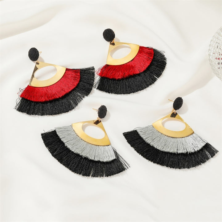1 Pair Decorative Earrings Jewelry Bohemian Scalloped Tassel Drop Earrings for Daily Life Image 8