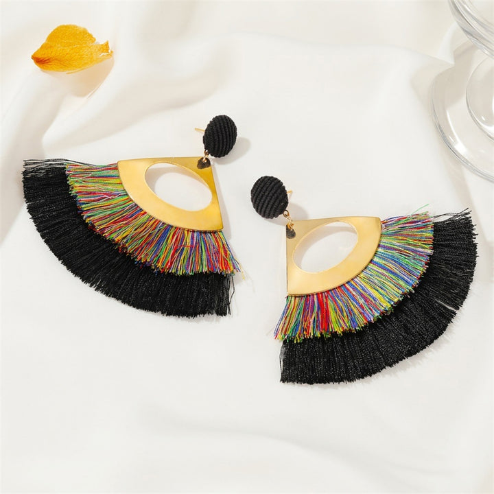 1 Pair Decorative Earrings Jewelry Bohemian Scalloped Tassel Drop Earrings for Daily Life Image 9