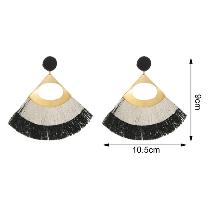 1 Pair Decorative Earrings Jewelry Bohemian Scalloped Tassel Drop Earrings for Daily Life Image 11