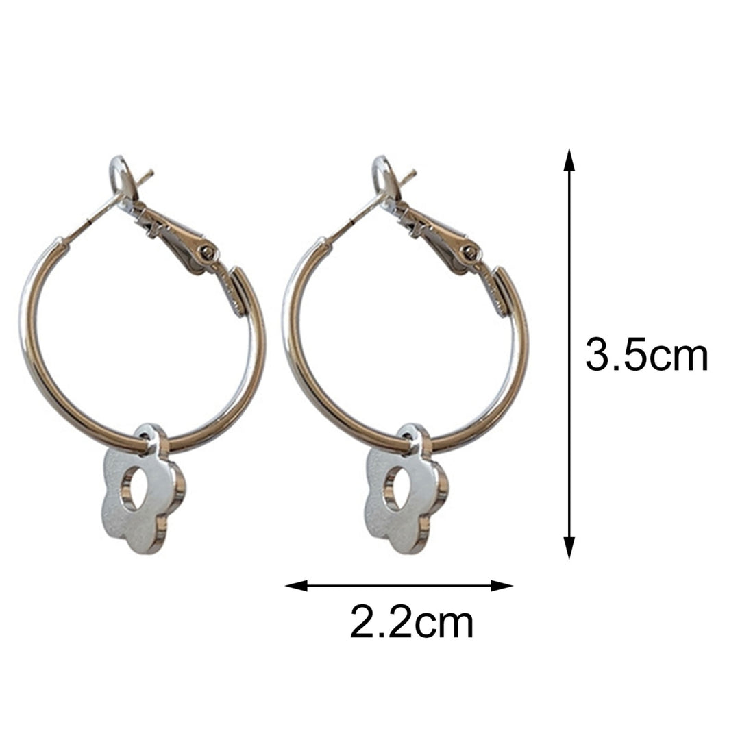 1 Pair Metal Earring Romantic Earring Ornament Alloy Flower Round Hoop Earring for Holiday Image 7