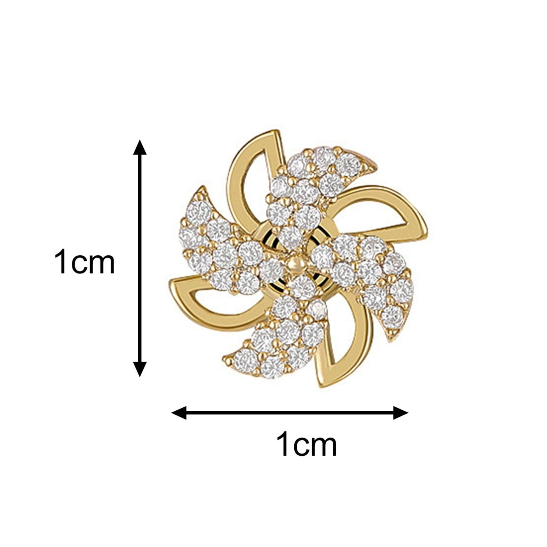 Ear Studs Rotating Windmill Shape Rhinestone Korean Style Shiny All Match Stud Earrings Jewelry Accessories Image 4