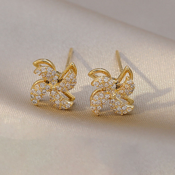 Ear Studs Rotating Windmill Shape Rhinestone Korean Style Shiny All Match Stud Earrings Jewelry Accessories Image 9