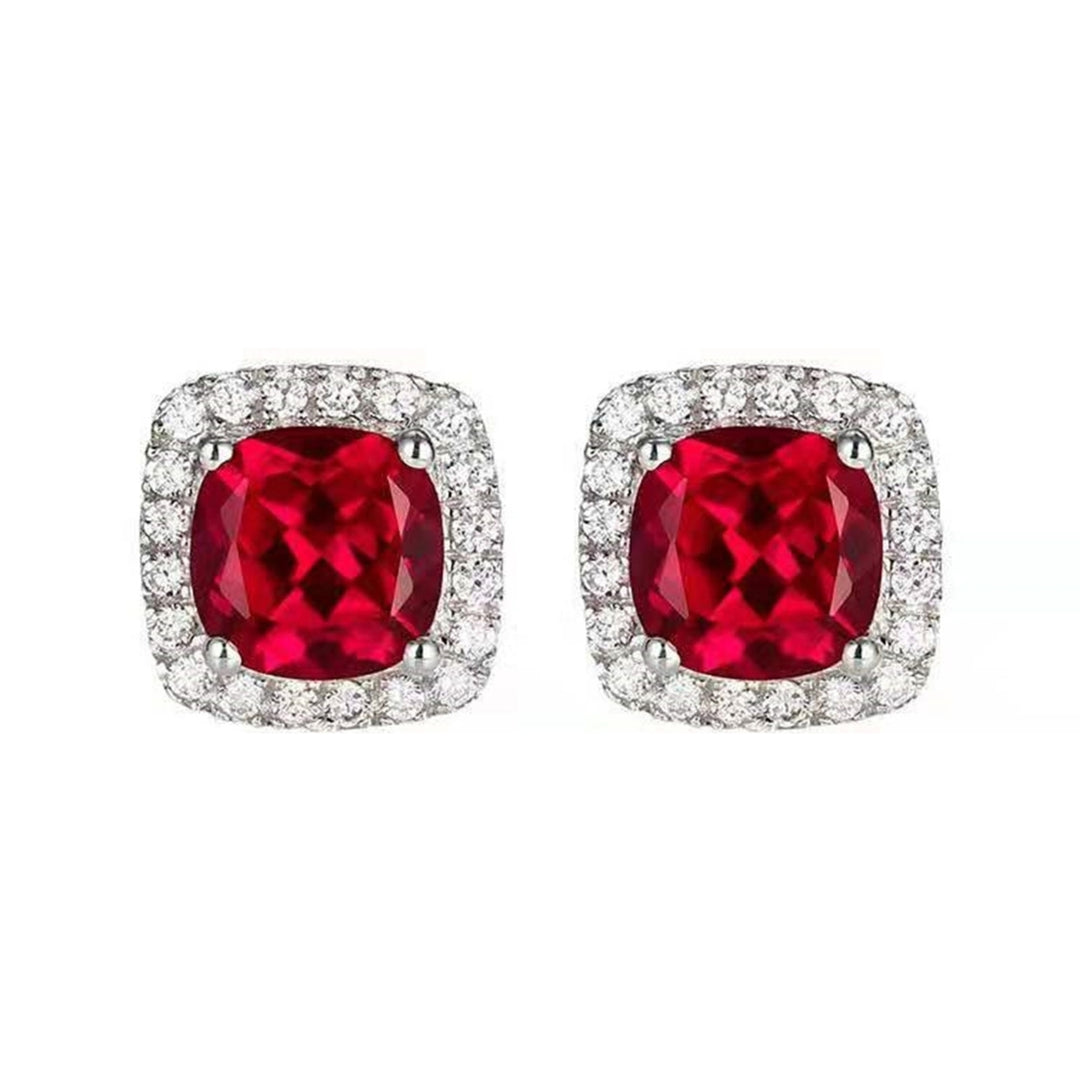 1 Pair Square Ear Studs Personality Exquisite Alloy Cubic Zirconia Inlaid Piercing Studs Earrings for Daily Life Image 4