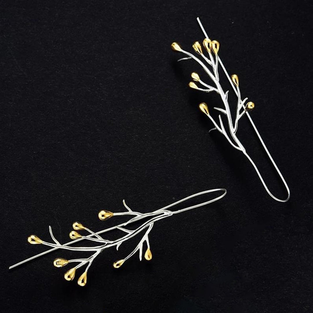 1 Pair Ear Line Earrings Branches Shape Elegant Women All Match Long Drop Earrings for Dating Image 4