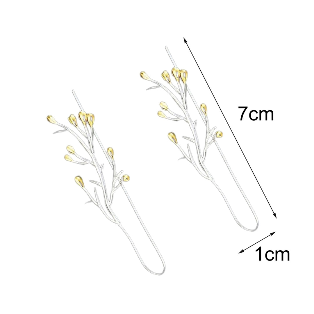 1 Pair Ear Line Earrings Branches Shape Elegant Women All Match Long Drop Earrings for Dating Image 4