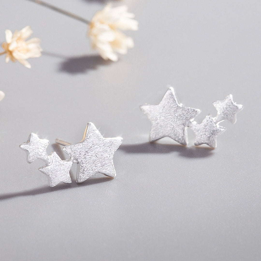 1 Pair 3 Stars Ear Studs Elegant Jewelry Exquisite Cute Lightweight Stud Earrings for Wedding Image 3