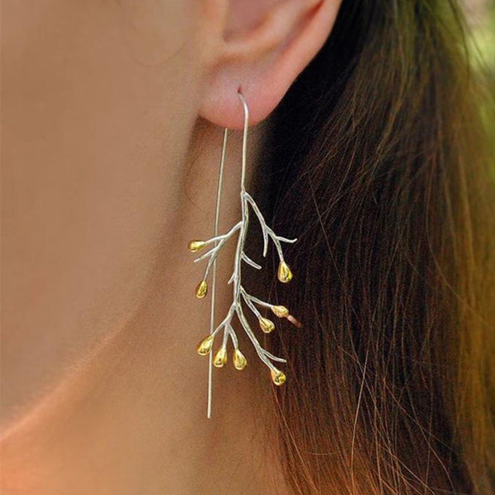 1 Pair Ear Line Earrings Branches Shape Elegant Women All Match Long Drop Earrings for Dating Image 7