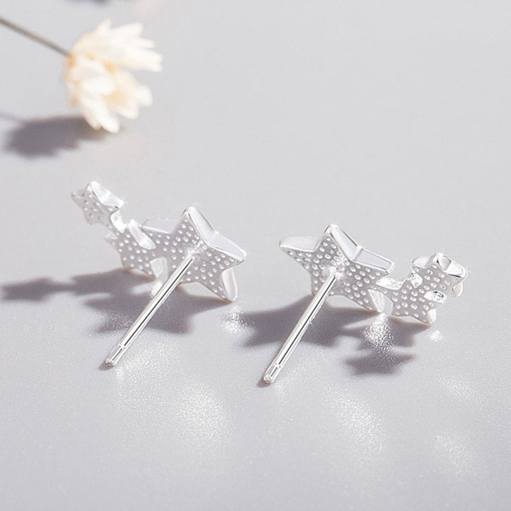 1 Pair 3 Stars Ear Studs Elegant Jewelry Exquisite Cute Lightweight Stud Earrings for Wedding Image 4