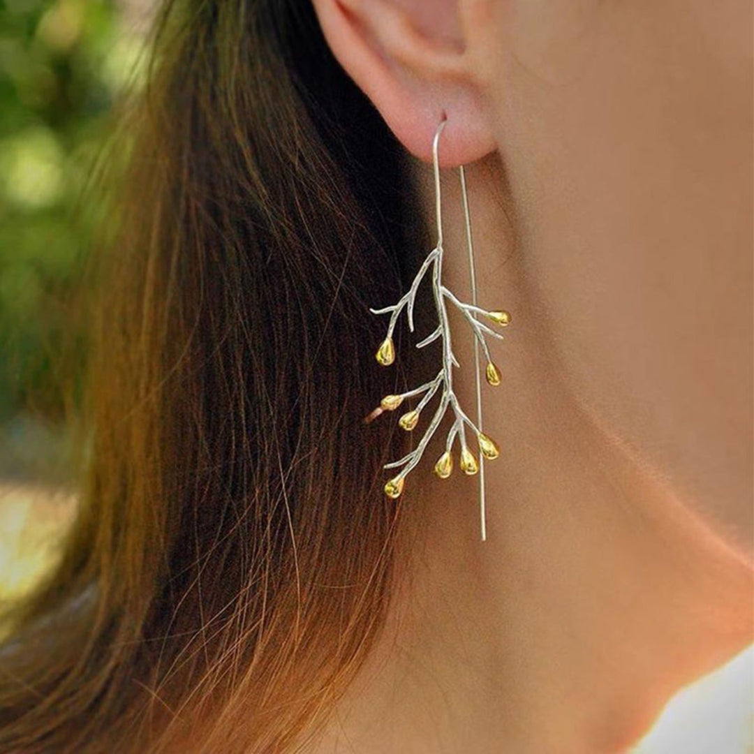 1 Pair Ear Line Earrings Branches Shape Elegant Women All Match Long Drop Earrings for Dating Image 8
