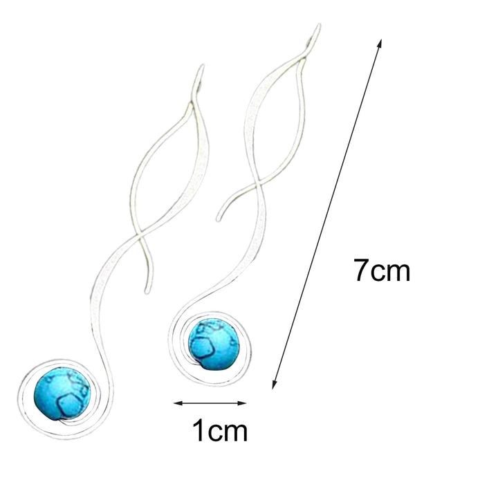 1 Pair Exquisite Dangle Earrings Faux Turquoise Fall Resistant Elegant Long Style Hanging Earrings for Gifts Image 4