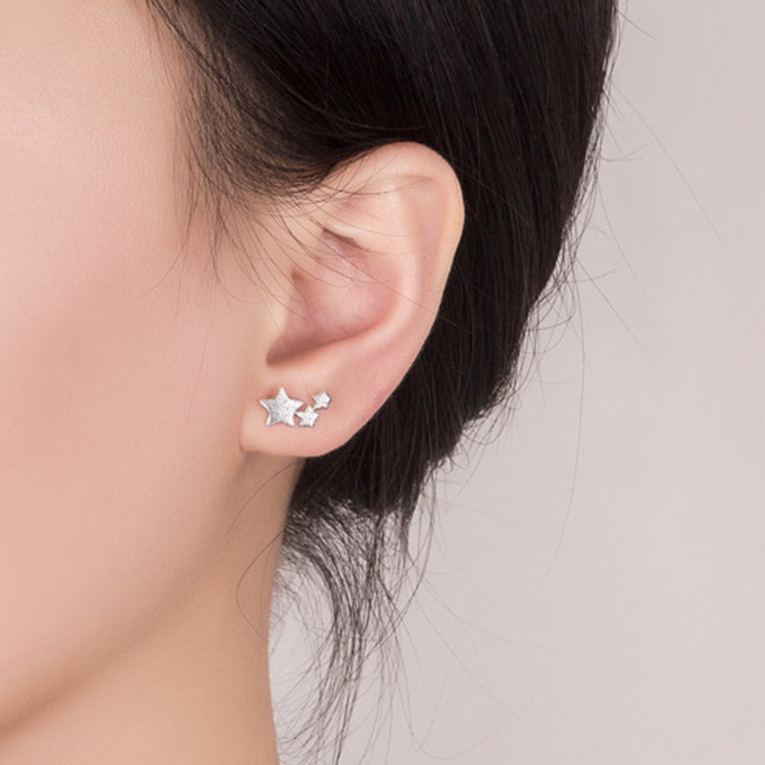 1 Pair 3 Stars Ear Studs Elegant Jewelry Exquisite Cute Lightweight Stud Earrings for Wedding Image 6