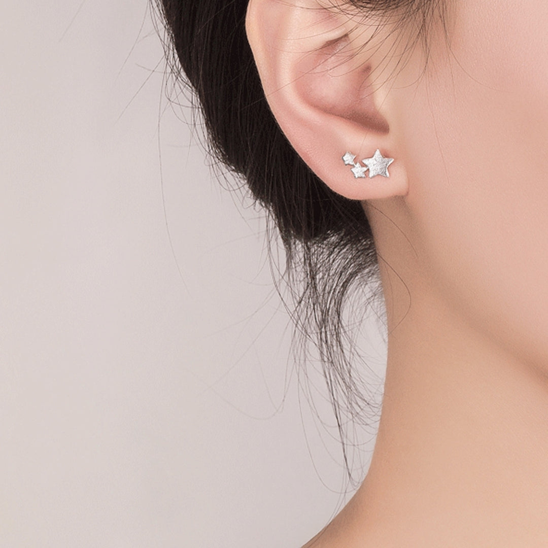 1 Pair 3 Stars Ear Studs Elegant Jewelry Exquisite Cute Lightweight Stud Earrings for Wedding Image 7