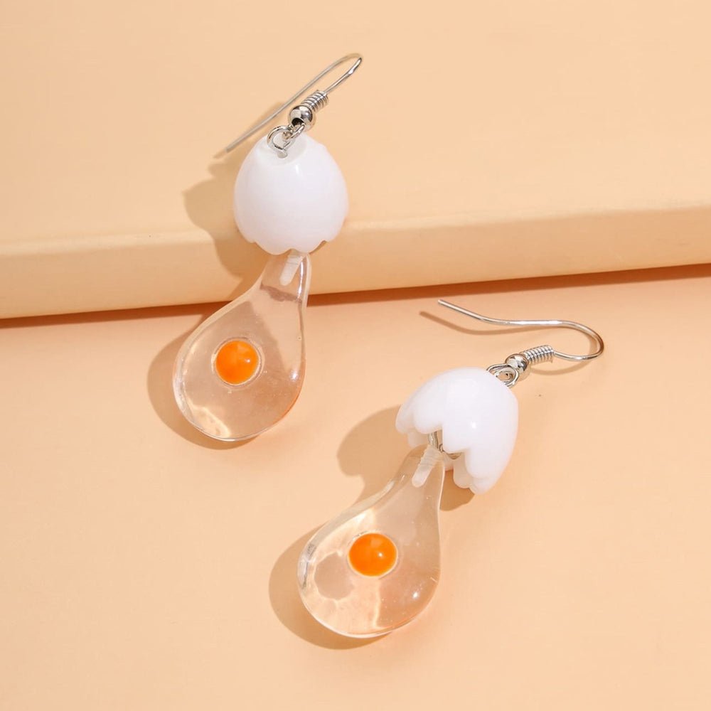 1 Pair Drop Earrings Bulb Shape Broken Egg Women All Match Lightweight Cute Hook Earrings for Daily Wear Image 2