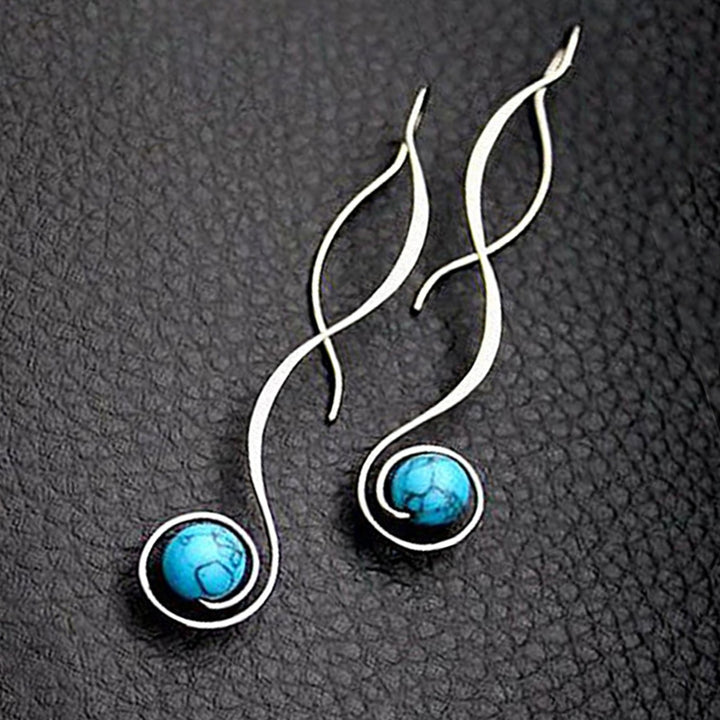 1 Pair Exquisite Dangle Earrings Faux Turquoise Fall Resistant Elegant Long Style Hanging Earrings for Gifts Image 7