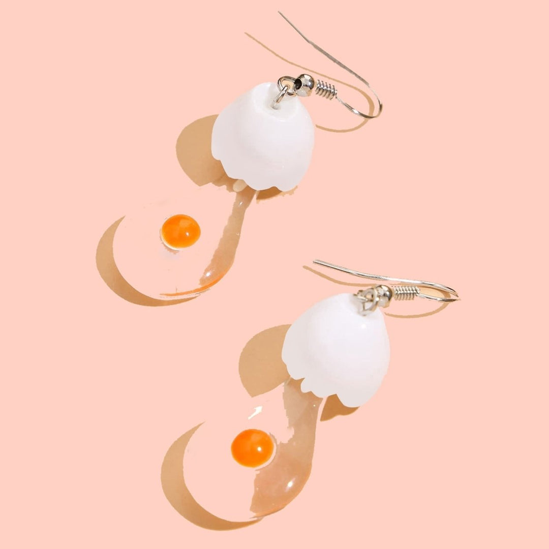1 Pair Drop Earrings Bulb Shape Broken Egg Women All Match Lightweight Cute Hook Earrings for Daily Wear Image 3
