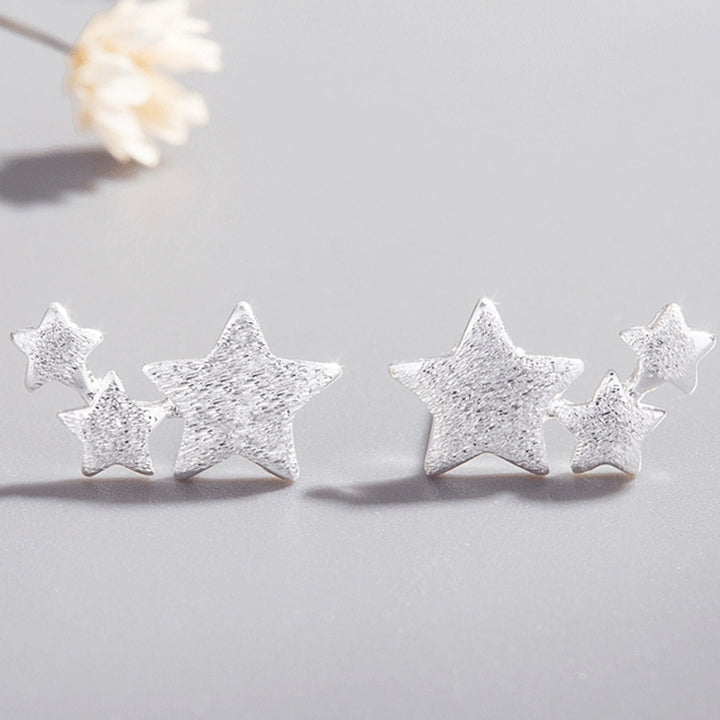 1 Pair 3 Stars Ear Studs Elegant Jewelry Exquisite Cute Lightweight Stud Earrings for Wedding Image 8