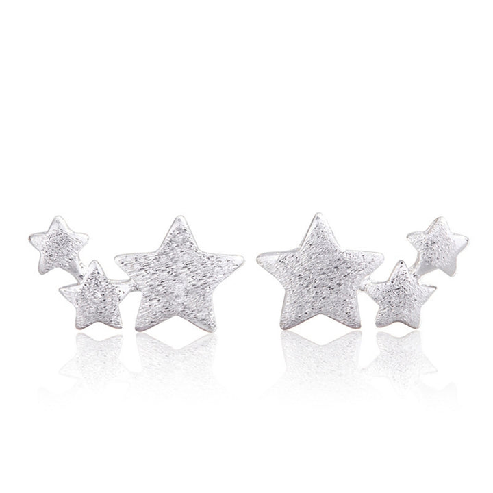 1 Pair 3 Stars Ear Studs Elegant Jewelry Exquisite Cute Lightweight Stud Earrings for Wedding Image 9