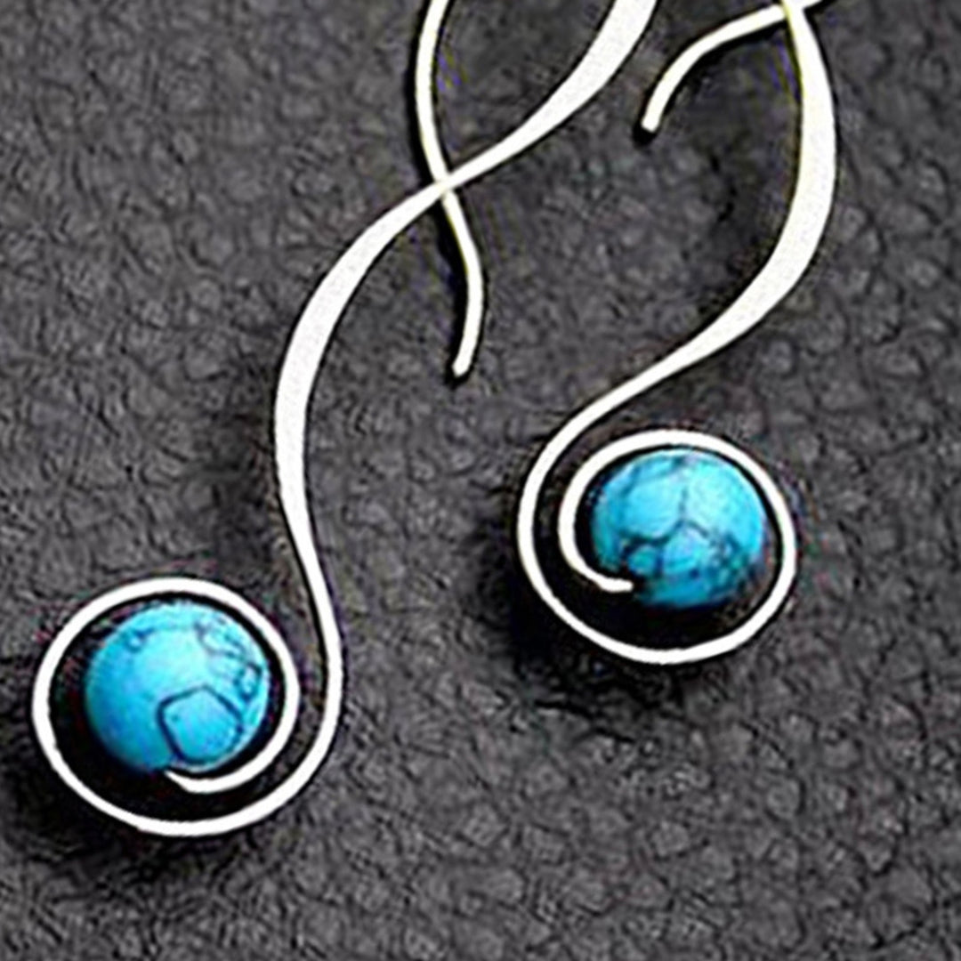 1 Pair Exquisite Dangle Earrings Faux Turquoise Fall Resistant Elegant Long Style Hanging Earrings for Gifts Image 9