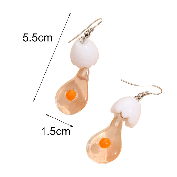 1 Pair Drop Earrings Bulb Shape Broken Egg Women All Match Lightweight Cute Hook Earrings for Daily Wear Image 4