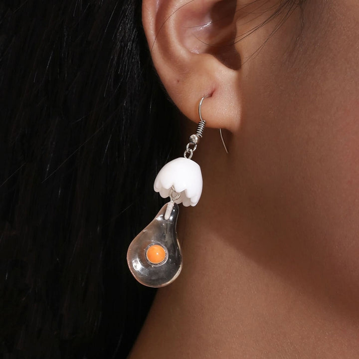 1 Pair Drop Earrings Bulb Shape Broken Egg Women All Match Lightweight Cute Hook Earrings for Daily Wear Image 6