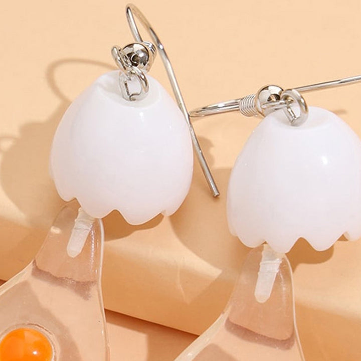 1 Pair Drop Earrings Bulb Shape Broken Egg Women All Match Lightweight Cute Hook Earrings for Daily Wear Image 7