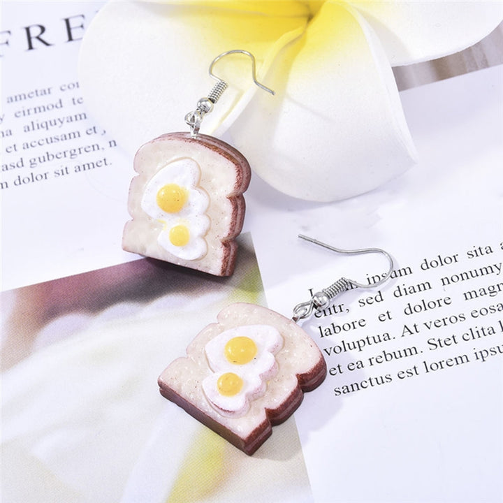 1 Pair Girls Earrings Bread Eardrop Funny Jewelry All Match Lightweight Cute Hook Earrings for Daily Wear Image 1