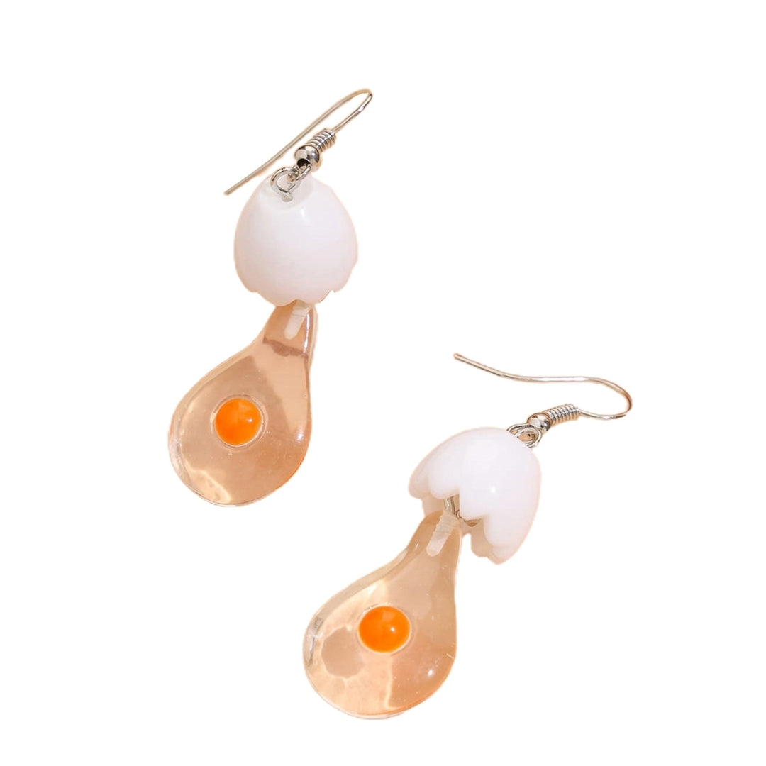1 Pair Drop Earrings Bulb Shape Broken Egg Women All Match Lightweight Cute Hook Earrings for Daily Wear Image 10