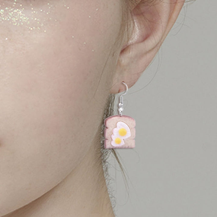 1 Pair Girls Earrings Bread Eardrop Funny Jewelry All Match Lightweight Cute Hook Earrings for Daily Wear Image 3