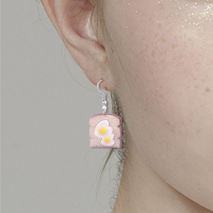 1 Pair Girls Earrings Bread Eardrop Funny Jewelry All Match Lightweight Cute Hook Earrings for Daily Wear Image 6