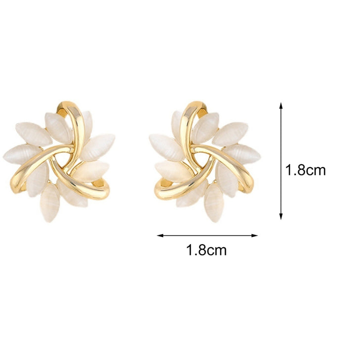 1 Pair Petal Circle Flower Shape Women Earrings Alloy Geometric Round Stud Earrings Jewelry Accessory Image 4