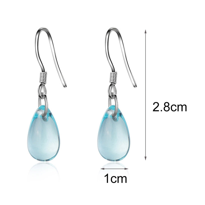 1 Pair Exquisite Hook Earrings Faux Crystal Wear-resistant Elegant Blue Water Drop Shape Dangle Earrings for Travel Image 4