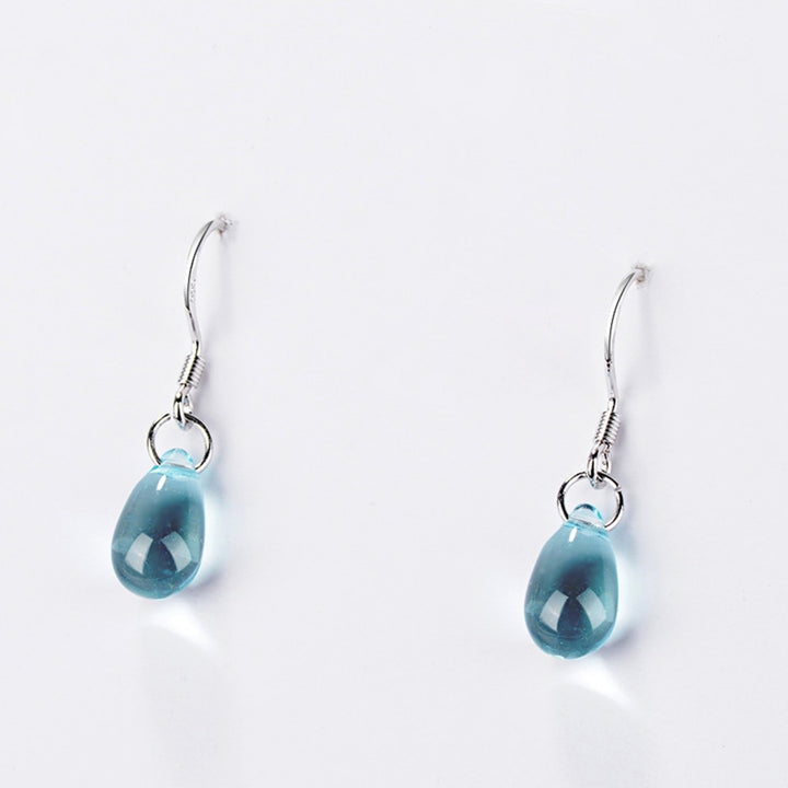 1 Pair Exquisite Hook Earrings Faux Crystal Wear-resistant Elegant Blue Water Drop Shape Dangle Earrings for Travel Image 8
