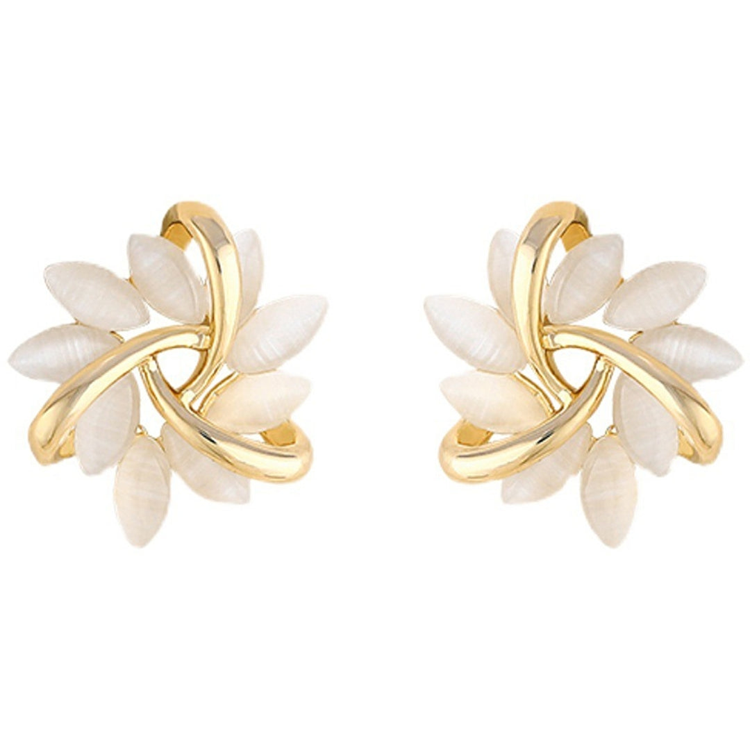 1 Pair Petal Circle Flower Shape Women Earrings Alloy Geometric Round Stud Earrings Jewelry Accessory Image 9