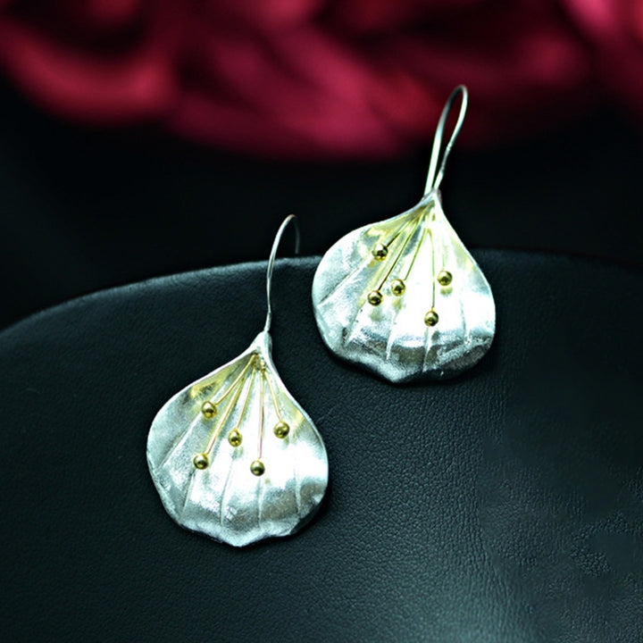 1 Pair Petal Shape Long Drop Earrings 925 Silver Needle Handmade Women Hook Earrings Jewelry Accessory Image 4