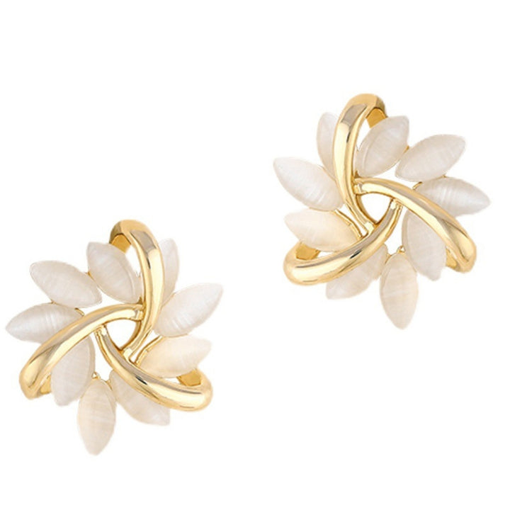 1 Pair Petal Circle Flower Shape Women Earrings Alloy Geometric Round Stud Earrings Jewelry Accessory Image 10