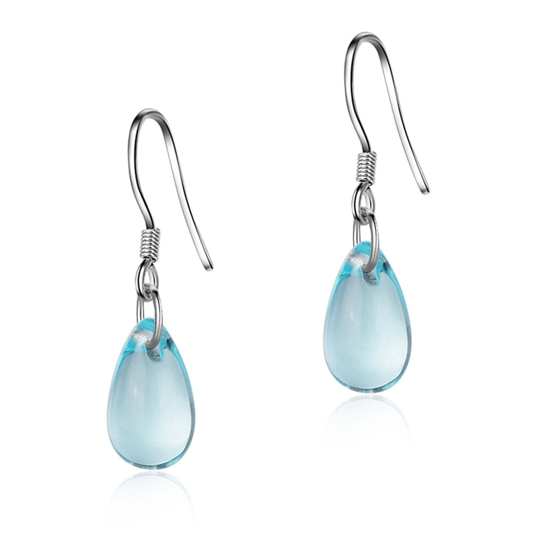 1 Pair Exquisite Hook Earrings Faux Crystal Wear-resistant Elegant Blue Water Drop Shape Dangle Earrings for Travel Image 10