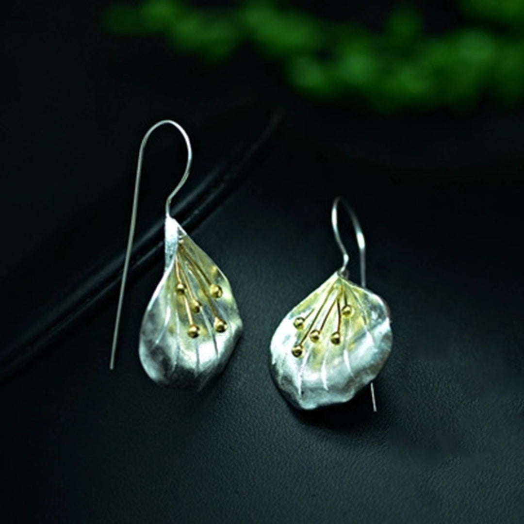1 Pair Petal Shape Long Drop Earrings 925 Silver Needle Handmade Women Hook Earrings Jewelry Accessory Image 6