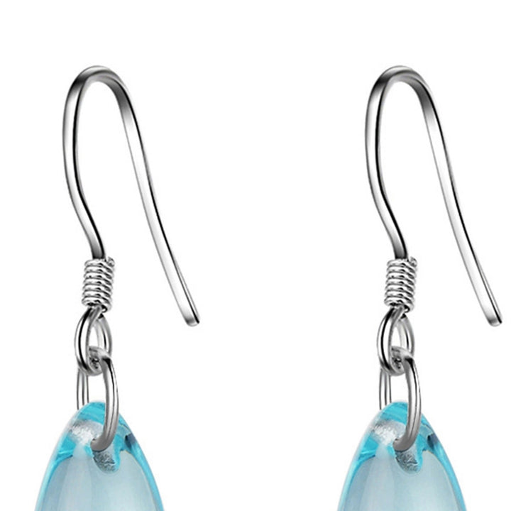 1 Pair Exquisite Hook Earrings Faux Crystal Wear-resistant Elegant Blue Water Drop Shape Dangle Earrings for Travel Image 12