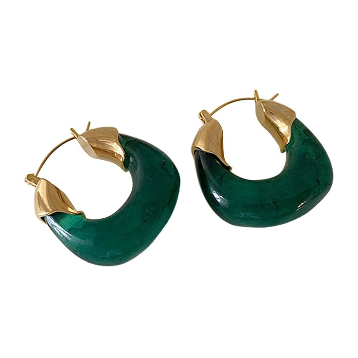 1 Pair Resin Earrings All-match Decorative Glossy Retro Stud Hook Hoop Earrings for Wedding Image 4