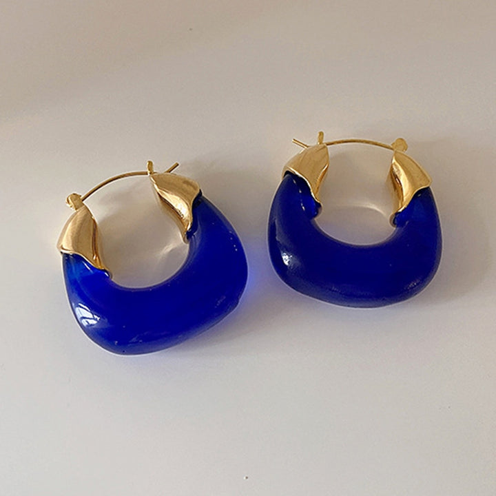 1 Pair Resin Earrings All-match Decorative Glossy Retro Stud Hook Hoop Earrings for Wedding Image 8