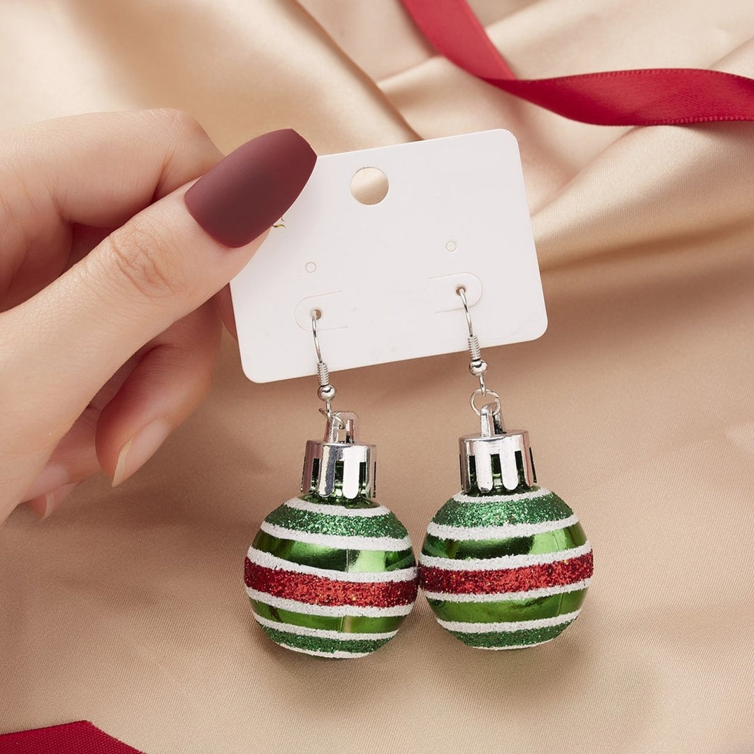 Women Earrings Round Ball Pendant Snowflakes Pattern Jewelry Christmas Bulb Five-pointed Star Dangle Earrings Image 1