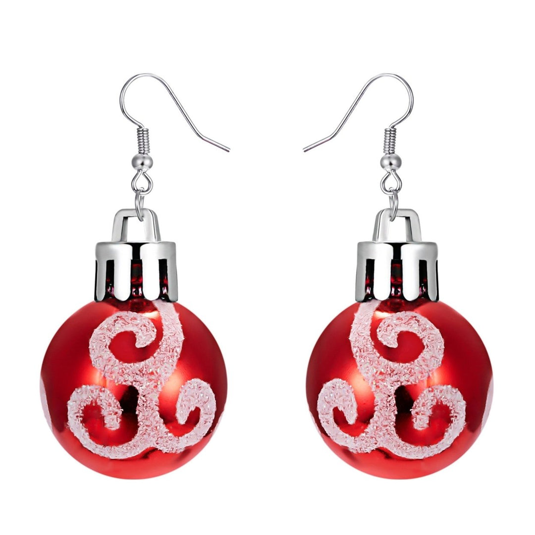 Women Earrings Round Ball Pendant Snowflakes Pattern Jewelry Christmas Bulb Five-pointed Star Dangle Earrings Image 1