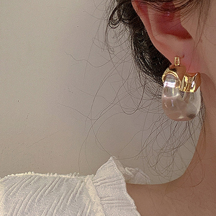 1 Pair Resin Earrings All-match Decorative Glossy Retro Stud Hook Hoop Earrings for Wedding Image 12
