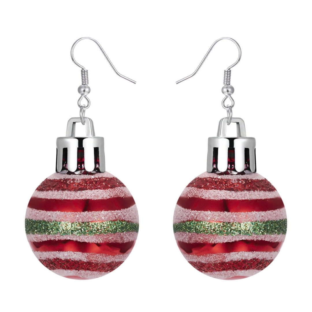 Women Earrings Round Ball Pendant Snowflakes Pattern Jewelry Christmas Bulb Five-pointed Star Dangle Earrings Image 3